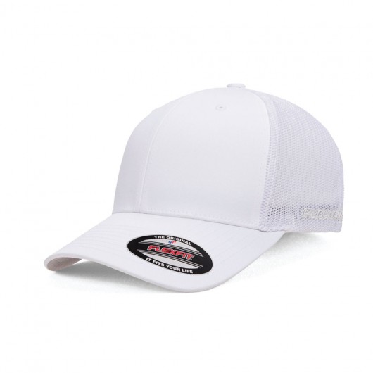 White Flexfit Trucker Mesh Caps